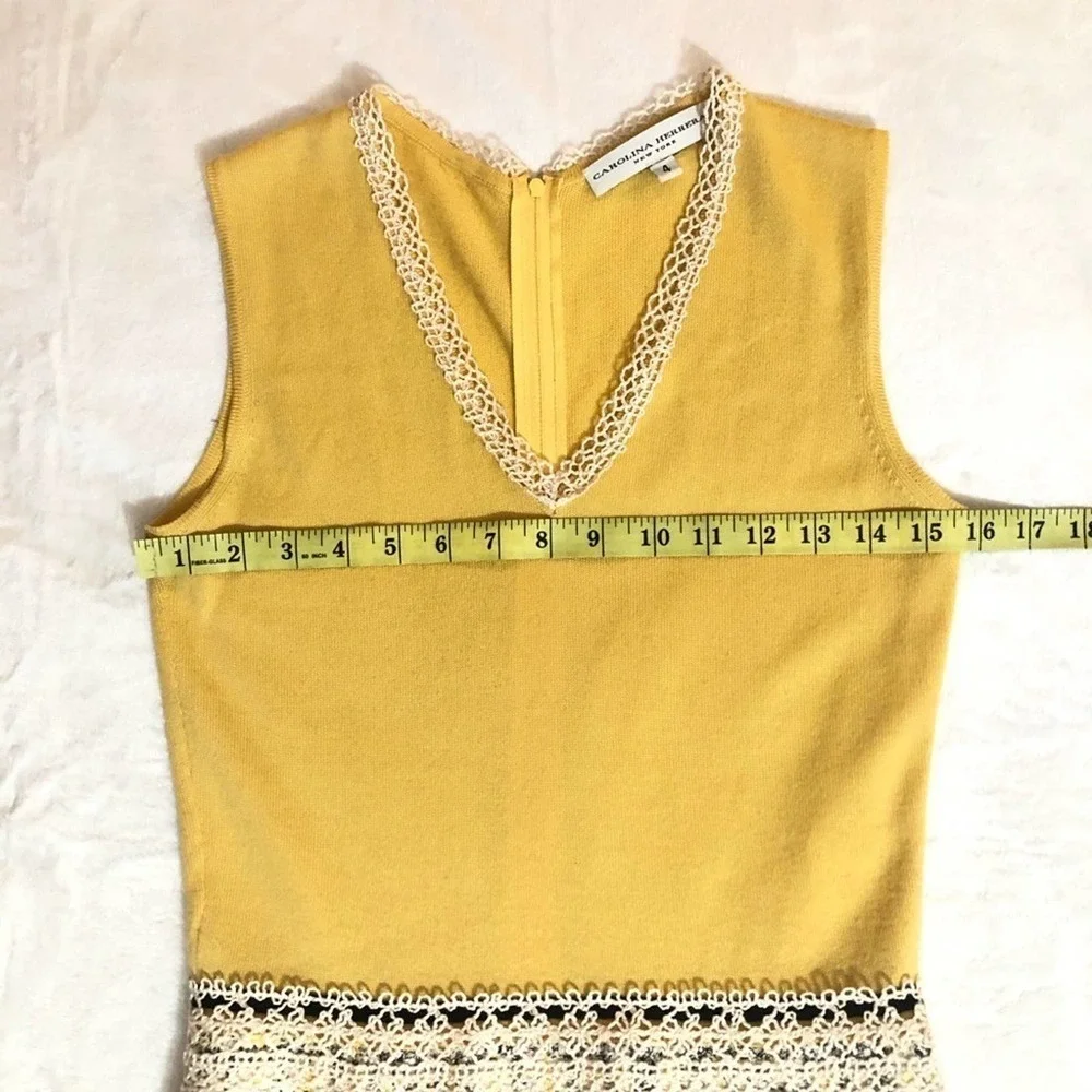 Carolina Herrera Yellow Grey tweed skirt dress 4